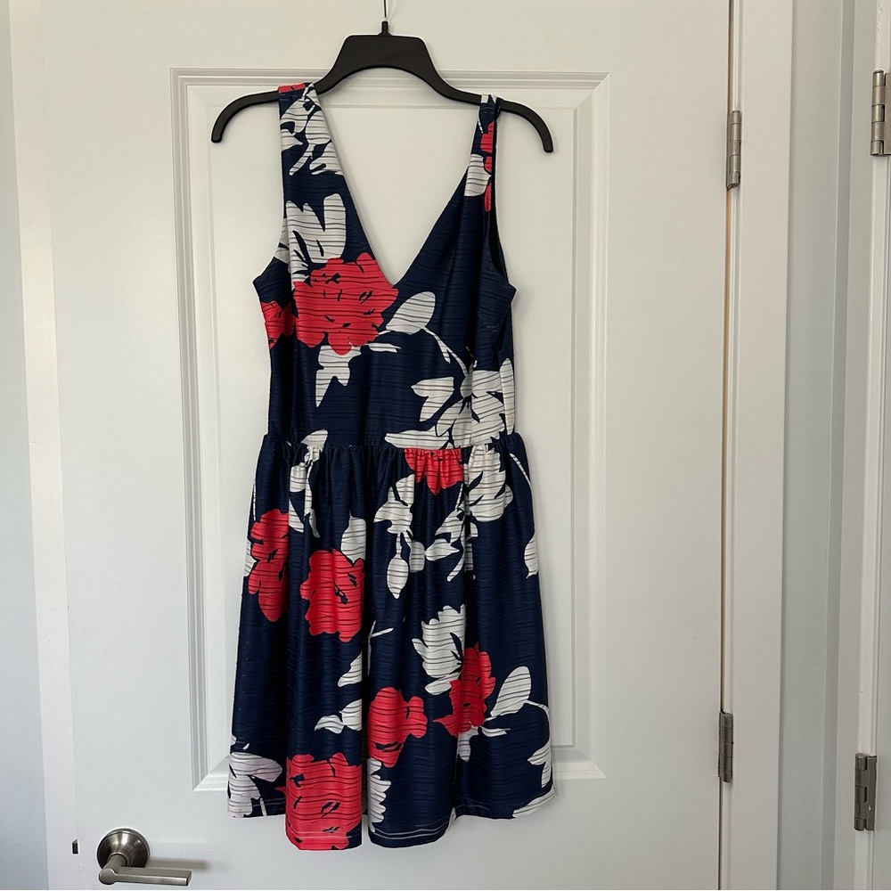 Aqua Floral Print Dress